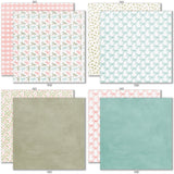 Best Wishes 6x6 Double-Sided Paper Pack, 6x6 double-sided paper pack paper patterns 17 through 24 preview, showing 6x6 scrapbook paper for handmade cards, mini albums, junk journals, paper layering, small-scale layouts, and coordinated paper crafts. Buyer theme: Floral 6x6 Scrapbook Paper for Cards & Mini Albums. 6x6 double-sided floral paper pack. Visible artwork includes wildflowers, leafy sprigs, floral banners, sentiment labels. Color palette includes Dusty Coral, Soft Sage, Olive Moss