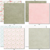 Best Wishes 6x6 Double-Sided Paper Pack, 6x6 double-sided paper pack paper patterns 25 through 32 preview, showing 6x6 scrapbook paper for handmade cards, mini albums, junk journals, paper layering, small-scale layouts, and coordinated paper crafts. Buyer theme: Floral 6x6 Scrapbook Paper for Cards & Mini Albums. 6x6 double-sided floral paper pack. Visible artwork includes leafy sprigs, floral banners, sentiment labels, watercolor roses. Color palette includes Soft Sage, Olive Moss, Warm Taupe
