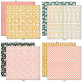 Bloom and Grow 6x6 Double-Sided Paper Pack, 6x6 double-sided paper pack paper patterns 9 through 16 preview, showing 6x6 scrapbook paper for handmade cards, mini albums, junk journals, paper layering, small-scale layouts, and coordinated paper crafts. Buyer theme: Spring Floral 6x6 Paper for Card Making. Bloom and Grow 6x6 double-sided scrapbook paper with scaled spring floral, garden, plaid, dot and stripe patterns for cards and mini albums