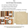 Boo 6x6 Double-Sided Paper Pack, 6x6 paper pack cover and includes preview, showing 6x6 scrapbook paper for handmade cards, mini albums, junk journals, paper layering, small-scale layouts, and coordinated paper crafts. Buyer theme: 6x6 Halloween Paper for Cards & Mini Albums. Boo 6x6 double-sided scrapbook paper with scaled pumpkins, ghosts, cats, candy corn, spiderwebs, stars, plaids and harlequin patterns
