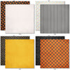 Chills and Thrills 6x6 Double-Sided Paper Pack, 6x6 double-sided paper pack paper patterns 1 through 8 preview, showing 6x6 scrapbook paper for handmade cards, mini albums, junk journals, paper layering, small-scale layouts, and coordinated paper crafts. Buyer theme: Halloween Card Making & Mini Album 6x6 Paper Pack. 6x6 Double-Sided Halloween Paper Pack with 20 sheets and 39 scaled-down coordinating designs for cards, mini albums and smaller paper projects