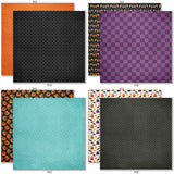 Chills and Thrills Monthly Box Add-On - 6x6 Double-Sided Paper Pack. third pattern group with stars, haunted house, pumpkins, monster plaid and candy.