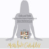 Chills and Thrills Bundle, standing size guide image, showing complete coordinated paper craft set with 12x12 papers, 6x6 papers, cardstock, die cuts, and stickers for layouts, cards, albums, journals, and keepsakes. Buyer theme: Complete Halloween Scrapbook & Paper Craft Bundle. Complete Halloween scrapbook bundle combining 12x12 paper and stickers, 6x6 paper, printed cardstock, die cuts and coordinating stickers. Coordinating patterns include bat repeat, pumpkin repeat, polka dots