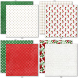 Christmas Joy 6x6 Double-Sided Paper Pack, 6x6 double-sided paper pack paper patterns 1 through 8 preview, showing 6x6 scrapbook paper for handmade cards, mini albums, junk journals, paper layering, small-scale layouts, and coordinated paper crafts. Buyer theme: Christmas 6x6 Scrapbook Paper for Cards & Mini Albums. Christmas Joy 6x6 Double-Sided Paper Pack with scaled plaids, stripes, holly, poinsettias, Santa, reindeer, stockings, snowflakes and Christmas patterns for cards and mini albums