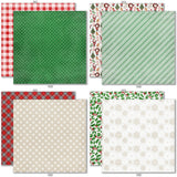 Christmas Joy 6x6 Double-Sided Paper Pack, 6x6 double-sided paper pack paper patterns 17 through 24 preview, showing 6x6 scrapbook paper for handmade cards, mini albums, junk journals, paper layering, small-scale layouts, and coordinated paper crafts. Buyer theme: Christmas 6x6 Scrapbook Paper for Cards & Mini Albums. Christmas Joy 6x6 Double-Sided Paper Pack with scaled plaids, stripes, holly, poinsettias, Santa, reindeer, stockings, snowflakes and Christmas patterns for cards and mini albums
