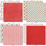 Christmas Joy 6x6 Double-Sided Paper Pack, 6x6 double-sided paper pack paper patterns 9 through 16 preview, showing 6x6 scrapbook paper for handmade cards, mini albums, junk journals, paper layering, small-scale layouts, and coordinated paper crafts. Buyer theme: Christmas 6x6 Scrapbook Paper for Cards & Mini Albums. Christmas Joy 6x6 Double-Sided Paper Pack with scaled plaids, stripes, holly, poinsettias, Santa, reindeer, stockings, snowflakes and Christmas patterns for cards and mini albums