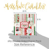 Christmas Joy 6x6 Double-Sided Paper Pack, size guide shown in hand for scale, showing 6x6 scrapbook paper for handmade cards, mini albums, junk journals, paper layering, small-scale layouts, and coordinated paper crafts. Buyer theme: Christmas 6x6 Scrapbook Paper for Cards & Mini Albums. Christmas Joy 6x6 Double-Sided Paper Pack with scaled plaids, stripes, holly, poinsettias, Santa, reindeer, stockings, snowflakes and Christmas patterns for cards and mini albums