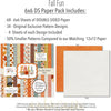 Fall Fun 6x6 Double-Sided Paper Pack, 6x6 paper pack cover and includes preview, showing 6x6 scrapbook paper for handmade cards, mini albums, junk journals, paper layering, small-scale layouts, and coordinated paper crafts. Buyer theme: Fall 6x6 Paper for Cards, Mini Albums & Journals. Fall Fun 6x6 Double-Sided Paper Pack with scaled plaids, gingham, dots, stripes, pumpkins, leaves and florals for cards and mini albums. Designed for Junk journals, Gratitude journals, Seasonal paper crafting