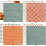 Fall Fun 6x6 Double-Sided Paper Pack, 6x6 double-sided paper pack paper patterns 1 through 8 preview, showing 6x6 scrapbook paper for handmade cards, mini albums, junk journals, paper layering, small-scale layouts, and coordinated paper crafts. Buyer theme: Fall 6x6 Paper for Cards, Mini Albums & Journals. Fall Fun 6x6 Double-Sided Paper Pack with scaled plaids, gingham, dots, stripes, pumpkins, leaves and florals for cards and mini albums