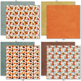 Fall Fun 6x6 Double-Sided Paper Pack, 6x6 double-sided paper pack paper patterns 17 through 24 preview, showing 6x6 scrapbook paper for handmade cards, mini albums, junk journals, paper layering, small-scale layouts, and coordinated paper crafts. Buyer theme: Fall 6x6 Paper for Cards, Mini Albums & Journals. Fall Fun 6x6 Double-Sided Paper Pack with scaled plaids, gingham, dots, stripes, pumpkins, leaves and florals for cards and mini albums