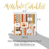 Fall Fun 6x6 Double-Sided Paper Pack, size guide shown in hand for scale, showing 6x6 scrapbook paper for handmade cards, mini albums, junk journals, paper layering, small-scale layouts, and coordinated paper crafts. Buyer theme: Fall 6x6 Paper for Cards, Mini Albums & Journals. Fall Fun 6x6 Double-Sided Paper Pack with scaled plaids, gingham, dots, stripes, pumpkins, leaves and florals for cards and mini albums. Designed for Thanksgiving memory pages, Autumn card making, Mini albums
