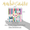 Fun in the Sun 6x6 Double-Sided Paper Pack, size guide shown in hand for scale, showing 6x6 scrapbook paper for handmade cards, mini albums, junk journals, paper layering, small-scale layouts, and coordinated paper crafts. Buyer theme: Tropical 6x6 Scrapbook Paper for Cards & Mini Albums. Fun in the Sun 6x6 Double-Sided Paper Pack with scaled tropical florals, palms, wildlife, checks, dots, waves and beach patterns for cards and mini albums