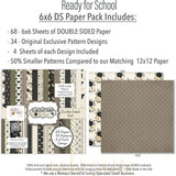 Generations of Love Monthly Subscription Box - Premium + 6x6. product contents image showing the included papers, stickers, die cuts, cardstock, or bundle pieces arranged together. coordinating scrapbook bundle with 12x12 paper, 6x6 paper, cardstock, die cuts, and stickers. featuring birds on leafy branches, black botanical paper, charcoal black. for heritage albums.