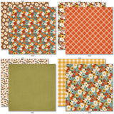 Give Thanks Bundle, bundle paper patterns 9 through 16 preview, showing complete coordinated paper craft set with 12x12 papers, 6x6 papers, cardstock, die cuts, and stickers for layouts, cards, albums, journals, and keepsakes. Buyer theme: Complete Thanksgiving Scrapbook Bundle. Give Thanks complete Thanksgiving scrapbook bundle with 12x12 paper, 6x6 paper, coordinating cardstock, die cuts and stickers