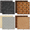 Happy Halloween 6x6 Double-Sided Paper Pack, 6x6 double-sided paper pack paper patterns 1 through 8 preview, showing 6x6 scrapbook paper for handmade cards, mini albums, junk journals, paper layering, small-scale layouts, and coordinated paper crafts. Buyer theme: Vintage Halloween 6x6 Paper for Card Making. Happy Halloween 6x6 double-sided scrapbook paper with scaled vintage Halloween patterns for cards, mini albums and journals