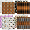 Happy Halloween Bundle, bundle paper patterns 25 through 32 preview, showing complete coordinated paper craft set with 12x12 papers, 6x6 papers, cardstock, die cuts, and stickers for layouts, cards, albums, journals, and keepsakes. Buyer theme: Complete Vintage Halloween Scrapbook Bundle. Happy Halloween complete scrapbook bundle with 12x12 paper, 6x6 paper, coordinating cardstock, stickers and die cuts