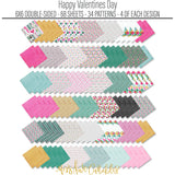 Happy Valentines Day 6x6 Double-Sided Paper Pack, papers spread out image, showing 6x6 scrapbook paper for handmade cards, mini albums, junk journals, paper layering, small-scale layouts, and coordinated paper crafts. Buyer theme: Valentine 6x6 Paper for Cards & Mini Albums. Happy Valentines Day 6x6 double-sided scrapbook paper with scaled heart, floral, plaid, grid and love-note designs. Color palette includes Hot pink, blush pink, aqua, emerald teal, mustard gold, charcoal black and white