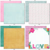 Happy Valentines Day 6x6 Double-Sided Paper Pack, 6x6 double-sided paper pack paper patterns 1 through 8 preview, showing 6x6 scrapbook paper for handmade cards, mini albums, junk journals, paper layering, small-scale layouts, and coordinated paper crafts. Buyer theme: Valentine 6x6 Paper for Cards & Mini Albums. Happy Valentines Day 6x6 double-sided scrapbook paper with scaled heart, floral, plaid, grid and love-note designs