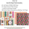 Hello Fall 6x6 Double-Sided Paper Pack, 6x6 paper pack cover and includes preview, showing 6x6 scrapbook paper for handmade cards, mini albums, junk journals, paper layering, small-scale layouts, and coordinated paper crafts. Buyer theme: Fall 6x6 Scrapbook Paper for Cards & Mini Albums. Hello Fall 6x6 Double-Sided Paper Pack with scaled pumpkins, florals, checks, houndstooth, dots, leaves and bright autumn patterns for cards and mini albums