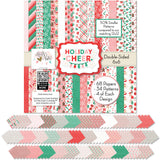 Holiday Cheer 6x6 Double-Sided Paper Pack, 6x6 cover and paper spread out image, showing 6x6 scrapbook paper for handmade cards, mini albums, junk journals, paper layering, small-scale layouts, and coordinated paper crafts. Buyer theme: Christmas 6x6 Scrapbook Paper for Cards & Mini Albums. Holiday Cheer 6x6 Double-Sided Paper Pack with scaled snowflakes, Santa, gingerbread, candy canes, ornaments, plaids, lights and festive Christmas patterns for cards and mini albums