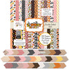 It's Spooky Season Bundle, 6x6 cover and paper spread out image, showing complete coordinated paper craft set with 12x12 papers, 6x6 papers, cardstock, die cuts, and stickers for layouts, cards, albums, journals, and keepsakes. Buyer theme: Complete Halloween Scrapbook Craft Bundle. It's Spooky Season complete scrapbook bundle with 12x12 Double-Sided Paper, 6x6 Double-Sided Paper, Linen Printed Smooth Cardstock, Die Cuts and one Sticker Sheet