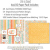 Life is Good 6x6 Double-Sided Paper Pack, 6x6 paper pack cover and includes preview, showing 6x6 scrapbook paper for handmade cards, mini albums, junk journals, paper layering, small-scale layouts, and coordinated paper crafts. Buyer theme: Everyday 6x6 Scrapbook Paper for Cards & Mini Albums. Life is Good 6x6 Double-Sided Paper Pack with scaled florals, plaids, dots, hearts, rainbows, cherries and happy everyday patterns for cards and mini albums