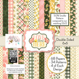Love Lives Here 6x6 Double-Sided Paper Pack, high resolution cover image, showing 6x6 scrapbook paper for handmade cards, mini albums, junk journals, paper layering, small-scale layouts, and coordinated paper crafts. Buyer theme: Family 6x6 Scrapbook Paper for Cards & Mini Albums. Love Lives Here 6x6 Double-Sided Paper Pack with scaled florals, rosebuds, plaid, gingham, dots and botanical patterns for cards and mini albums