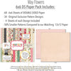 May Flowers 6x6 Double-Sided Paper Pack, 6x6 paper pack cover and includes preview, showing 6x6 scrapbook paper for handmade cards, mini albums, junk journals, paper layering, small-scale layouts, and coordinated paper crafts. Buyer theme: 6x6 Spring Floral Paper for Cards & Mini Albums. May Flowers 6x6 double-sided scrapbook paper with scaled floral, butterfly, gingham, plaid, stripe and garden patterns