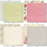 May Flowers 6x6 Double-Sided Paper Pack, 6x6 double-sided paper pack paper patterns 1 through 8 preview, showing 6x6 scrapbook paper for handmade cards, mini albums, junk journals, paper layering, small-scale layouts, and coordinated paper crafts. Buyer theme: 6x6 Spring Floral Paper for Cards & Mini Albums. May Flowers 6x6 double-sided scrapbook paper with scaled floral, butterfly, gingham, plaid, stripe and garden patterns