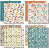 Pumpkin Season 6x6 Double-Sided Paper Pack, 6x6 double-sided paper pack paper patterns 25 through 32 preview, showing 6x6 scrapbook paper for handmade cards, mini albums, junk journals, paper layering, small-scale layouts, and coordinated paper crafts. Buyer theme: Fall 6x6 Scrapbook Paper for Cards & Mini Albums. 6x6 double-sided fall scrapbook paper pack with scaled pumpkin, plaid, botanical, and cozy autumn designs. Color palette includes warm cream, sage green, harvest gold