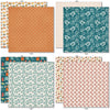 Pumpkin Season 6x6 Double-Sided Paper Pack, 6x6 double-sided paper pack paper patterns 9 through 16 preview, showing 6x6 scrapbook paper for handmade cards, mini albums, junk journals, paper layering, small-scale layouts, and coordinated paper crafts. Buyer theme: Fall 6x6 Scrapbook Paper for Cards & Mini Albums. 6x6 double-sided fall scrapbook paper pack with scaled pumpkin, plaid, botanical, and cozy autumn designs. Color palette includes soft aqua, pumpkin orange, warm cream