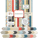 School is Cool 6x6 Double-Sided Paper Pack, 6x6 cover and paper spread out image, showing 6x6 scrapbook paper for handmade cards, mini albums, junk journals, paper layering, small-scale layouts, and coordinated paper crafts. Buyer theme: School 6x6 Scrapbook Paper for Cards & Mini Albums. School is Cool 6x6 Double-Sided Paper Pack with scaled school gingham, rulers, stars, apples, books, pencils, graph paper and classroom patterns for cards and mini albums