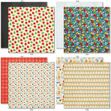 School is Cool 6x6 Double-Sided Paper Pack, 6x6 double-sided paper pack paper patterns 25 through 32 preview, showing 6x6 scrapbook paper for handmade cards, mini albums, junk journals, paper layering, small-scale layouts, and coordinated paper crafts. Buyer theme: School 6x6 Scrapbook Paper for Cards & Mini Albums. School is Cool 6x6 Double-Sided Paper Pack with scaled school gingham, rulers, stars, apples, books, pencils, graph paper and classroom patterns for cards and mini albums