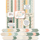 Some Bunny Loves You 6x6 Double-Sided Paper Pack, 6x6 cover and paper spread out image, showing 6x6 scrapbook paper for handmade cards, mini albums, junk journals, paper layering, small-scale layouts, and coordinated paper crafts. Buyer theme: Easter 6x6 Paper for Cards & Mini Albums. Some Bunny Loves You 6x6 Double-Sided Paper Pack with scaled bunnies, Easter eggs, tulips, carrots, florals, plaid, stripes and polka dots for cards and mini albums