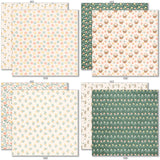 Some Bunny Loves You 6x6 Double-Sided Paper Pack, 6x6 double-sided paper pack paper patterns 1 through 8 preview, showing 6x6 scrapbook paper for handmade cards, mini albums, junk journals, paper layering, small-scale layouts, and coordinated paper crafts. Buyer theme: Easter 6x6 Paper for Cards & Mini Albums. Some Bunny Loves You 6x6 Double-Sided Paper Pack with scaled bunnies, Easter eggs, tulips, carrots, florals, plaid, stripes and polka dots for cards and mini albums