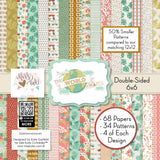 The World Awaits 6x6 Double-Sided Paper Pack, high resolution cover image, showing 6x6 scrapbook paper for handmade cards, mini albums, junk journals, paper layering, small-scale layouts, and coordinated paper crafts. Buyer theme: Travel 6x6 Scrapbook Paper for Card Making. 6x6 travel paper pack with reduced-scale tropical florals, maps, palm leaves, road trip icons and vacation patterns. Visible artwork includes plumeria flowers, monstera leaves, palm fronds, airplane