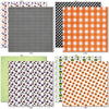Trick or Treat Bundle, bundle paper patterns 17 through 24 preview, showing complete coordinated paper craft set with 12x12 papers, 6x6 papers, cardstock, die cuts, and stickers for layouts, cards, albums, journals, and keepsakes. Buyer theme: Complete Cute Halloween Scrapbook Bundle. Trick or Treat complete scrapbook bundle with 12x12 paper, 6x6 paper, coordinating cardstock, stickers and die cuts