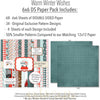 Warm Winter Wishes 6x6 Double-Sided Paper Pack, 6x6 paper pack cover and includes preview, showing 6x6 scrapbook paper for handmade cards, mini albums, junk journals, paper layering, small-scale layouts, and coordinated paper crafts. Buyer theme: Winter 6x6 Paper for Cards & Mini Albums. Warm Winter Wishes 6x6 Double-Sided Paper Pack with scaled winter plaids, snowflakes, trees, berries, cabins, snowmen and cozy cold-weather patterns