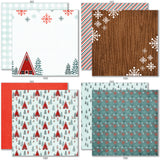 Warm Winter Wishes 6x6 Double-Sided Paper Pack, 6x6 double-sided paper pack paper patterns 9 through 16 preview, showing 6x6 scrapbook paper for handmade cards, mini albums, junk journals, paper layering, small-scale layouts, and coordinated paper crafts. Buyer theme: Winter 6x6 Paper for Cards & Mini Albums. Warm Winter Wishes 6x6 Double-Sided Paper Pack with scaled winter plaids, snowflakes, trees, berries, cabins, snowmen and cozy cold-weather patterns