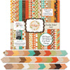 Welcome Fall 6x6 Double-Sided Paper Pack, 6x6 cover and paper spread out image, showing 6x6 scrapbook paper for handmade cards, mini albums, junk journals, paper layering, small-scale layouts, and coordinated paper crafts. Buyer theme: Fall 6x6 Paper for Cards & Mini Albums. Welcome Fall 6x6 double-sided scrapbook paper with scaled autumn patterns for cards, mini albums and journals. Card making paper, mini album paper, junk journal paper, small scrapbook patterns, and coordinated craft paper