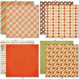 Welcome Fall Bundle, bundle paper patterns 9 through 16 preview, showing complete coordinated paper craft set with 12x12 papers, 6x6 papers, cardstock, die cuts, and stickers for layouts, cards, albums, journals, and keepsakes. Buyer theme: Complete Fall Scrapbook Bundle. Welcome Fall complete scrapbook bundle with 12x12 paper, 6x6 paper, coordinating cardstock, stickers and die cuts