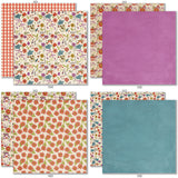 Wildflowers 6x6 Double-Sided Paper Pack, 6x6 double-sided paper pack paper patterns 9 through 16 preview, showing 6x6 scrapbook paper for handmade cards, mini albums, junk journals, paper layering, small-scale layouts, and coordinated paper crafts. Buyer theme: Floral 6x6 Scrapbook Paper for Cards & Mini Albums. Wildflowers 6x6 Double-Sided Paper Pack with scaled gingham, polka dots, berries, strawberries, meadow flowers, birds and botanical patterns for cards and mini albums