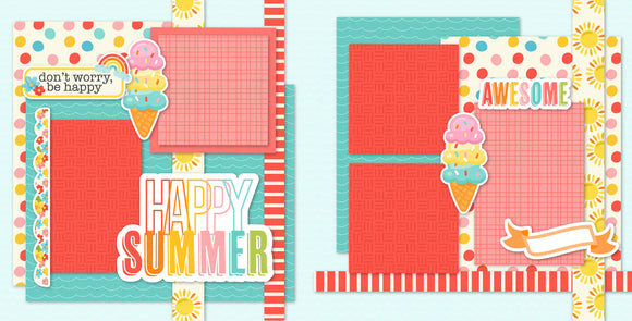Happy Summer - Summer Vacation Scrapbook 12x12 Page Kit – MISS KATE