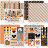 A Magical Halloween Paper & Sticker Kit, 12x12 paper designs cover to 6 preview, showing 12x12 scrapbook paper and coordinating stickers for scrapbook layouts, photo albums, memory keeping, cards, and paper crafts. Buyer theme: Halloween 12x12 Scrapbook Paper & Sticker Kit. 12x12 A Magical Halloween Paper & Sticker Kit with 39 Halloween paper designs, element cards and coordinating pumpkins, ghosts, candy corn, mouse-ear motifs and castle stickers