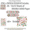 A Very Vintage Christmas Paper & Sticker Kit, includes image, showing 12x12 scrapbook paper and coordinating stickers for scrapbook layouts, photo albums, memory keeping, cards, and paper crafts. Buyer theme: Vintage Christmas 12x12 Scrapbook Paper & Sticker Kit. 12x12 A Very Vintage Christmas Paper & Sticker Kit with 33 vintage Christmas paper designs and a coordinating retro holiday sticker sheet
