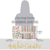 A Very Vintage Christmas Paper & Sticker Kit, size guide image, showing 12x12 scrapbook paper and coordinating stickers for scrapbook layouts, photo albums, memory keeping, cards, and paper crafts. Buyer theme: Vintage Christmas 12x12 Scrapbook Paper & Sticker Kit. 12x12 A Very Vintage Christmas Paper & Sticker Kit with 33 vintage Christmas paper designs and a coordinating retro holiday sticker sheet