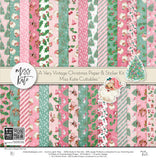 A Very Vintage Christmas Paper & Sticker Kit, high resolution cover image, showing 12x12 scrapbook paper and coordinating stickers for scrapbook layouts, photo albums, memory keeping, cards, and paper crafts. Buyer theme: Vintage Christmas 12x12 Scrapbook Paper & Sticker Kit. 12x12 A Very Vintage Christmas Paper & Sticker Kit with 33 vintage Christmas paper designs and a coordinating retro holiday sticker sheet