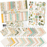 Are We There Yet? Paper & Sticker Kit, main product image, showing 12x12 scrapbook paper and coordinating stickers for family history layouts, genealogy albums, heritage pages, and meaningful memory keeping. Buyer theme: Road Trip Travel Scrapbook Paper & Sticker Kit. 12x12 paper and sticker kit with retro travel patterns, journaling cards, and more than 60 coordinating travel stickers. Visible artwork includes retro road trip cars, vintage airplanes, travel cameras, globes and maps
