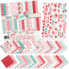Be My Valentine Paper & Sticker Kit, main product image, showing 12x12 scrapbook paper and coordinating stickers for scrapbook layouts, photo albums, memory keeping, cards, and paper crafts. Buyer theme: Valentine's Day Scrapbook Paper & Sticker Kit. Be My Valentine Paper & Sticker Kit with hearts, mailboxes, envelopes, balloons, teddy bears, bees, floral bouquets, gifts, candy jars, gumball machines and red, pink, aqua and teal Valentine patterns