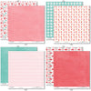 Be My Valentine Paper & Sticker Kit, paper & sticker kit paper patterns 23 through 30 preview, showing 12x12 scrapbook paper and coordinating stickers for scrapbook layouts, photo albums, memory keeping, cards, and paper crafts. Buyer theme: Valentine's Day Scrapbook Paper & Sticker Kit. Be My Valentine Paper & Sticker Kit with hearts, mailboxes, envelopes, balloons, teddy bears, bees, floral bouquets, gifts, candy jars, gumball machines and red, pink, aqua and teal Valentine patterns